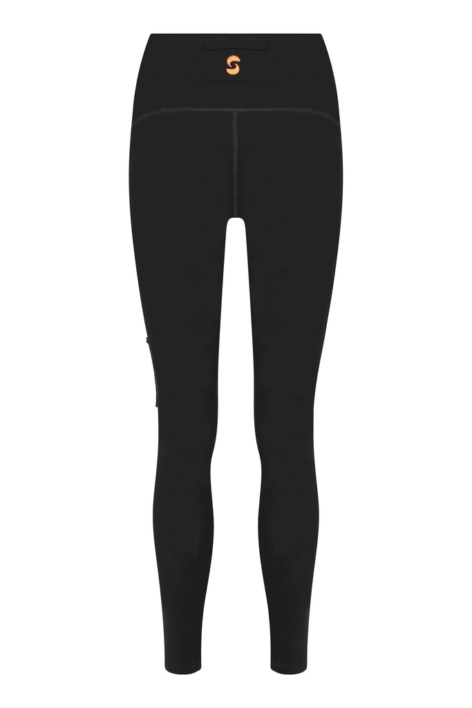 back of a black color nasaqu legging made with eco-friendly 