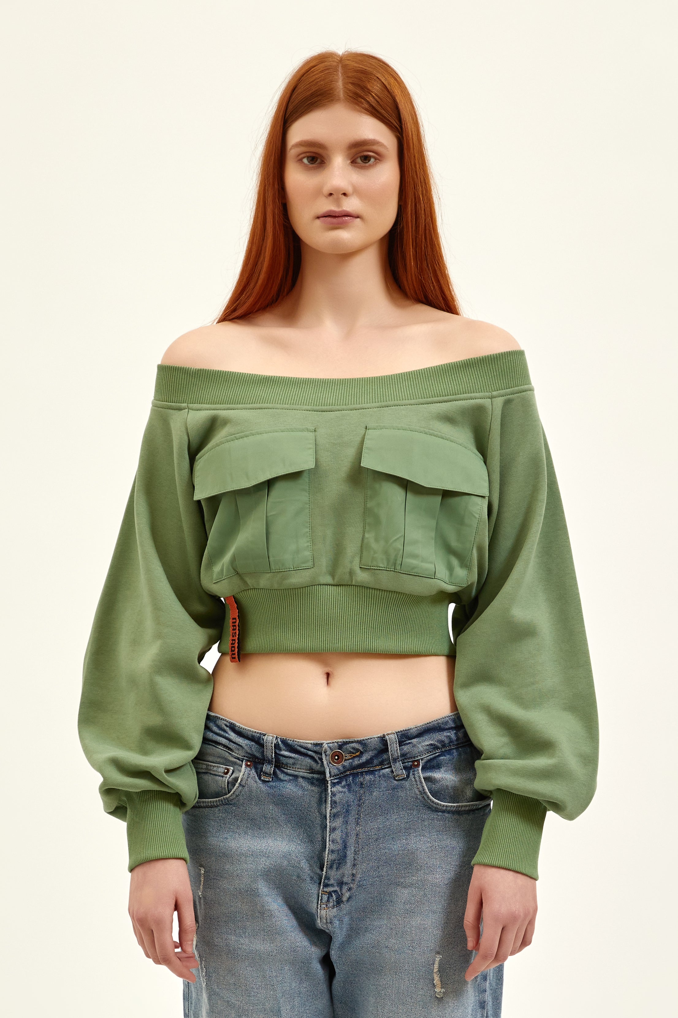 Groene crop top shop